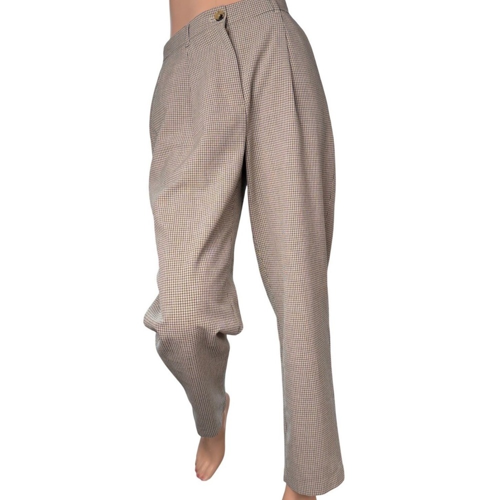 Aritzia Little Moon High Waist Trousers Pleated Plaid Cropped Viscose Blend 6